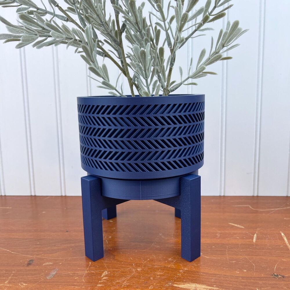 The Quen Modern Indoor Planter Pot, Drainage Hole and Stand, Succulent Cactus